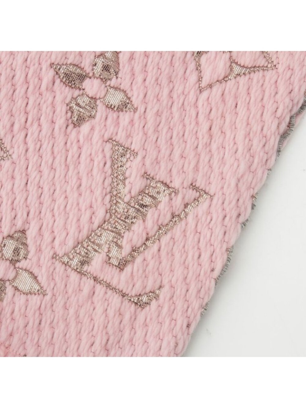 Louis Vuitton Wool Silk Echarpe Logo Mania Shine Scarf Pink - Picture 3 of 10